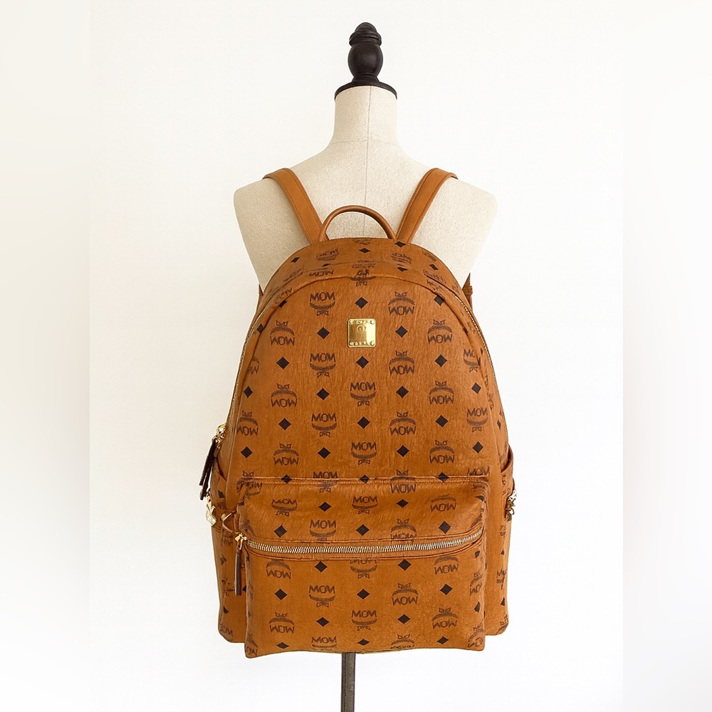 MCM Cognac Logo Backpack